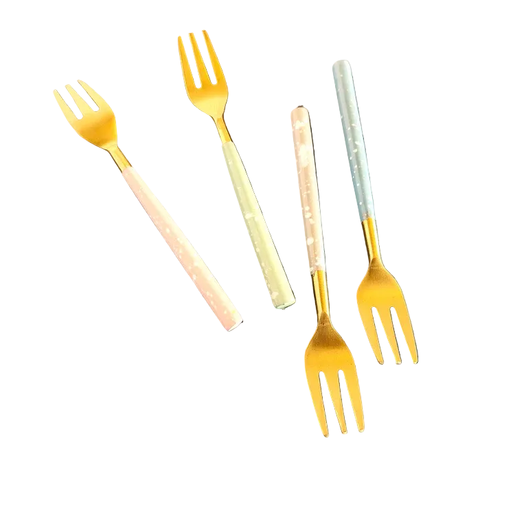 4 Piece Gold Cake Fork Set